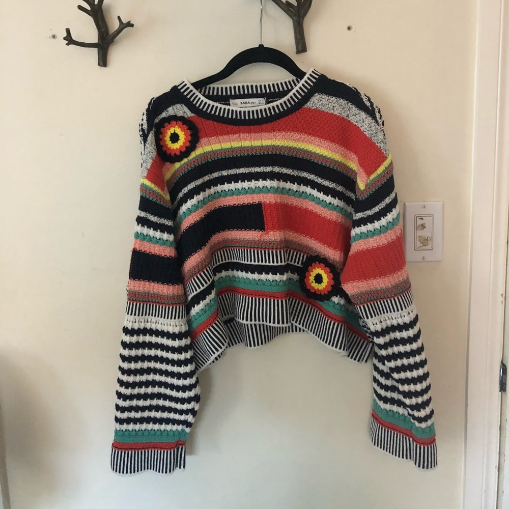 Zara multicolored crochet sweater
